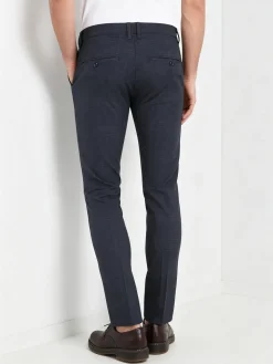 Jeans Yesed Pantaloni casual da uomo slim fit in cotone con stampa principe di galles - blu scuro