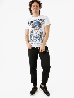 Jeans Yesed Pantaloni sportivi da uomo con coulisse e polsini - nero