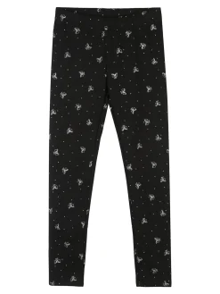 Jebellina Leggings da bambina fiocchi glitter con interno felpato - nero