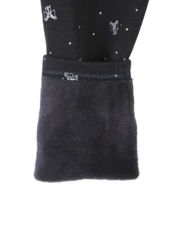 Jebellina Leggings da bambina fiocchi glitter con interno felpato - blu scuro