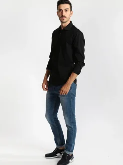 J.E. Mc Collum Camicia nera a maniche lunghe classic fit