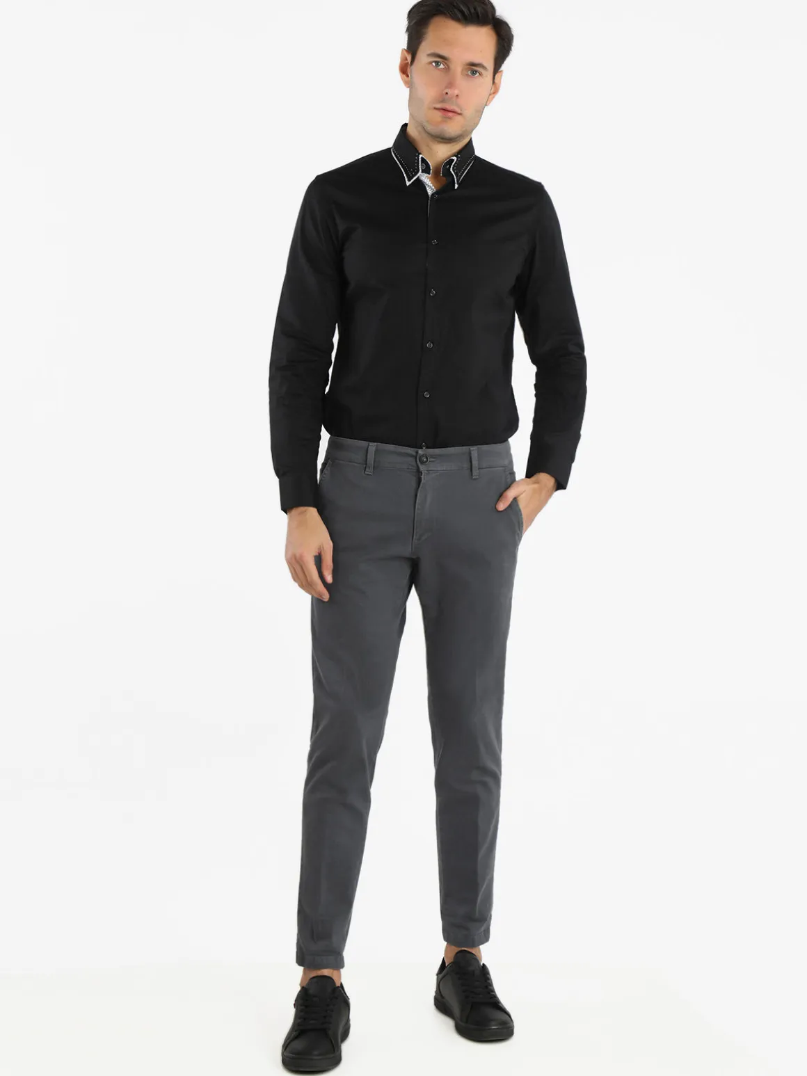 J.E. Mc Collum Pantaloni slim fit da uomo in cotone taglie grandi