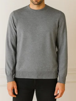 Johnny Looper Maglione girocollo da uomo in misto lana - grigio scuro
