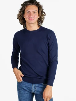 Johnny Looper Maglione girocollo da uomo in misto lana - blu scuro