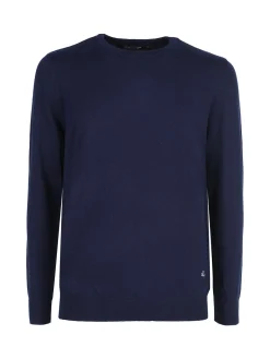 Johnny Looper Maglione girocollo da uomo in misto lana - blu scuro