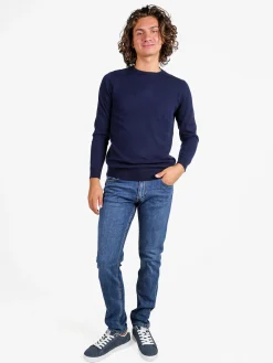 Johnny Looper Maglione girocollo da uomo in misto lana - blu scuro
