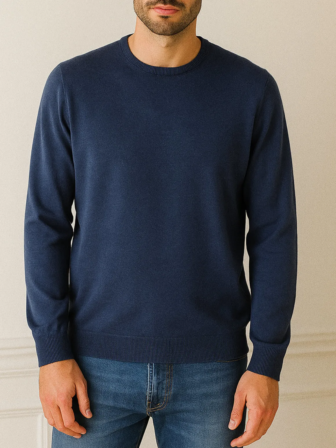 Johnny Looper Maglione girocollo da uomo in misto lana - jeans