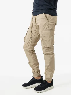 Johnny Looper Pantaloni cargo da uomo con coulisse e polsini - sabbia