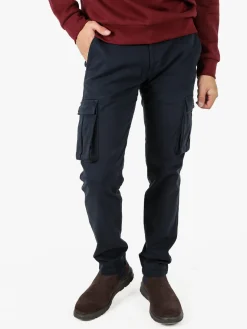 Johnny Looper Pantaloni cargo da uomo slim fit in cotone - blu scuro