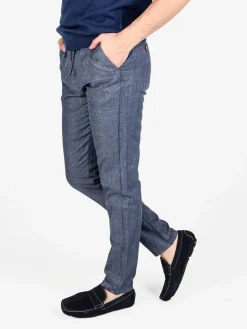 Johnny Looper Pantaloni da uomo in misto lino con coulisse