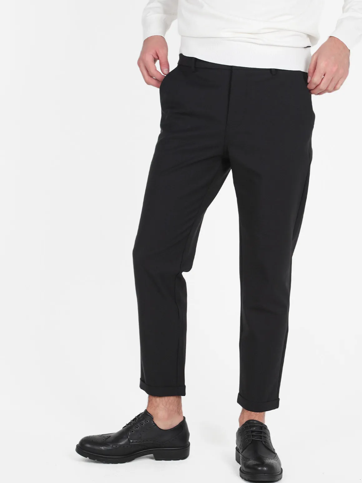 Johnny Looper Pantaloni da uomo in tessuto tecnico con risvolto
