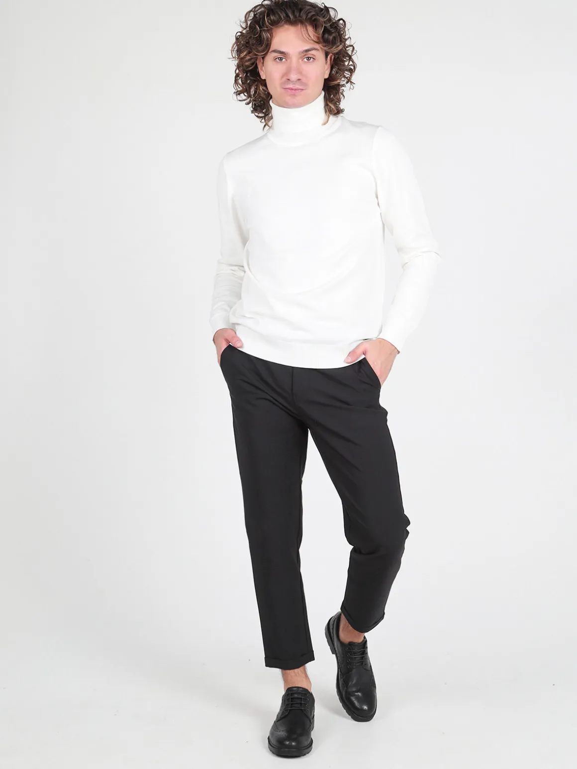 Johnny Looper Pantaloni da uomo in tessuto tecnico con risvolto