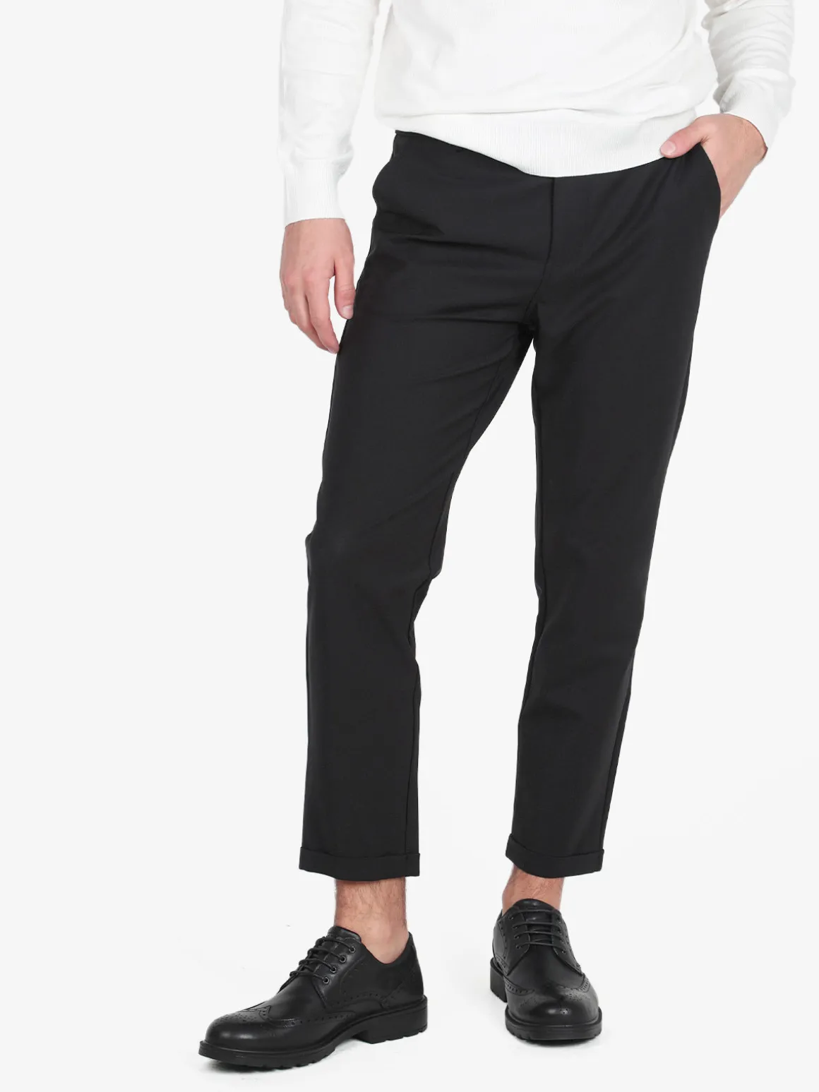 Johnny Looper Pantaloni da uomo in tessuto tecnico con risvolto