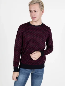Johnny Looper Pullover da uomo girocollo con stampa bicolore sul davanti