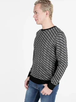 Johnny Looper Pullover da uomo girocollo con stampa bicolore sul davanti
