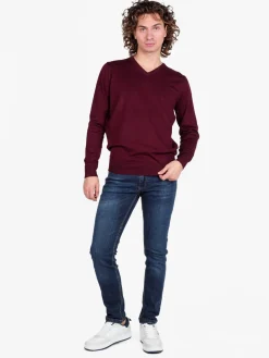 Johnny Looper Pullover da uomo in maglia con scollo a V