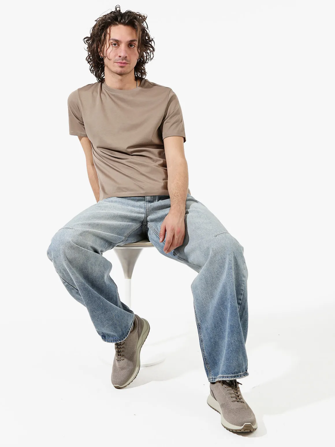 Johnny Looper T-shirt girocollo da uomo in cotone - taupe