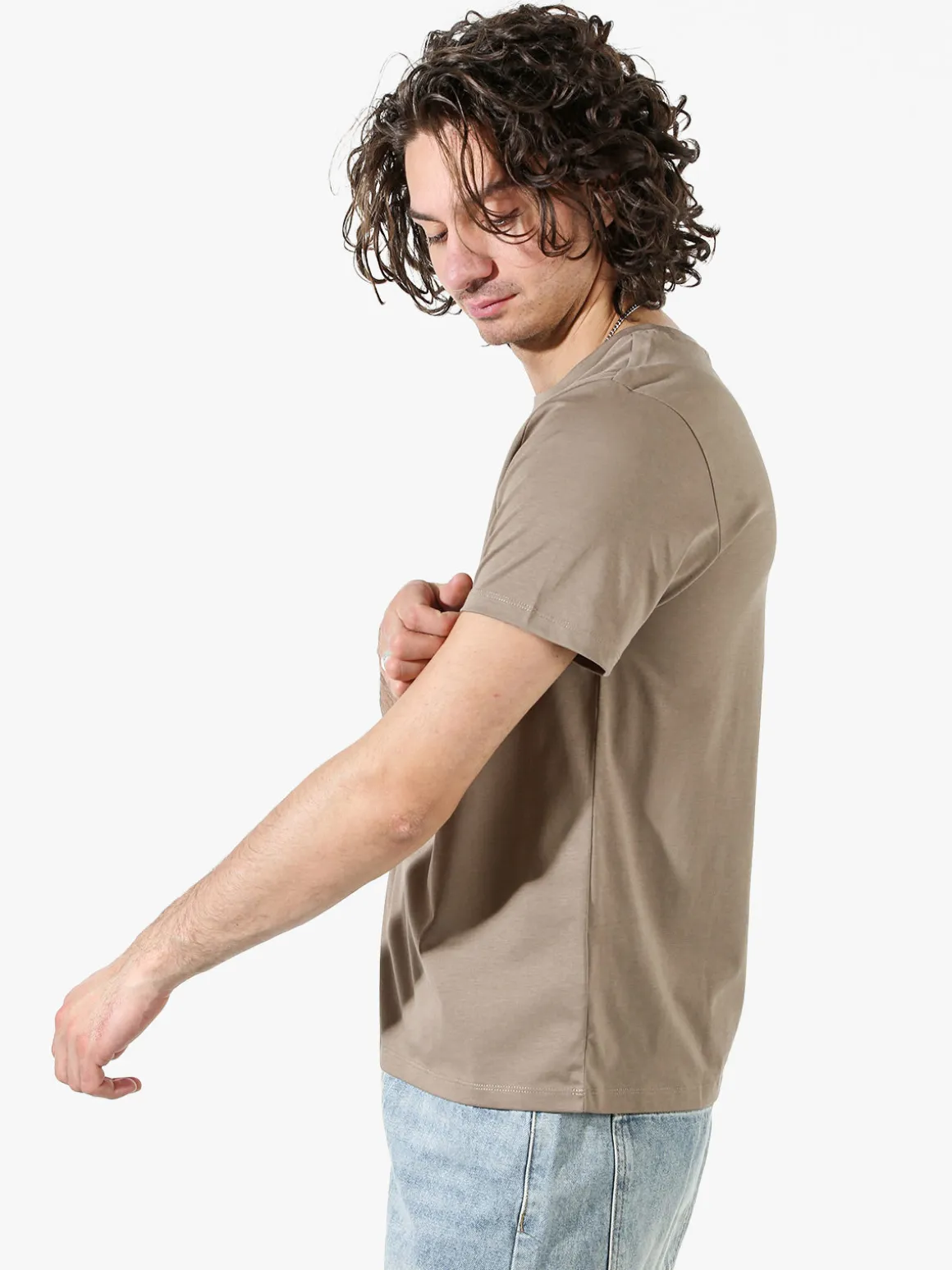 Johnny Looper T-shirt girocollo da uomo in cotone - taupe