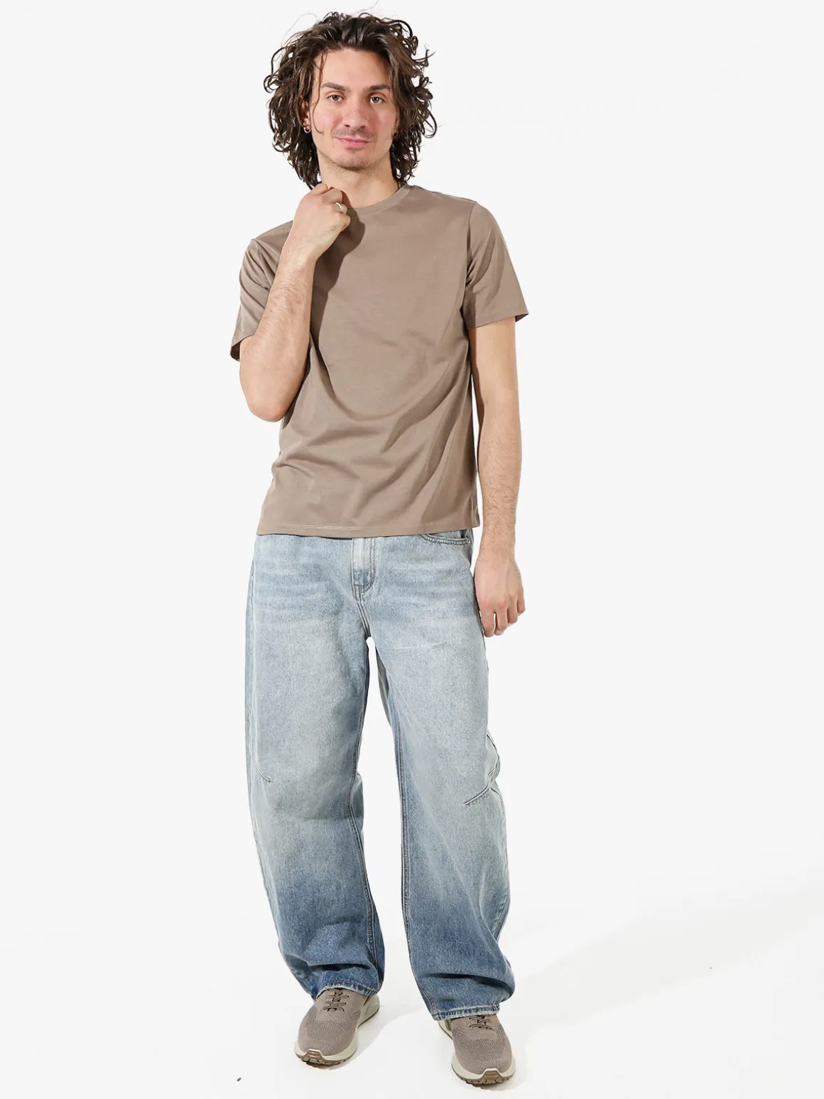 Johnny Looper T-shirt girocollo da uomo in cotone - taupe