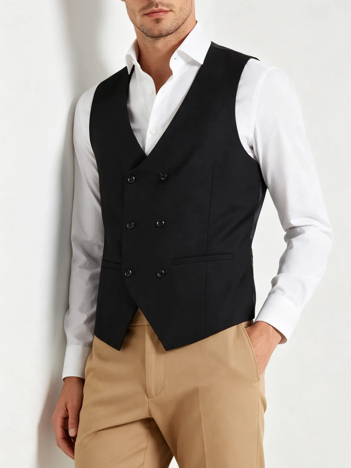 Jonny Wolf Gilet elegante da uomo doppiopetto