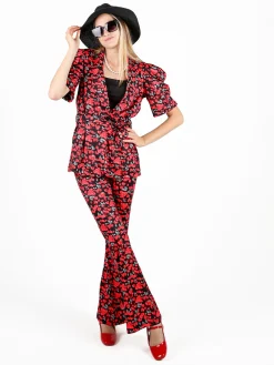 Just West Blazer donna a fantasia con maniche corte a sbuffo