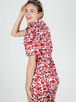 Just West Blazer donna a fantasia con maniche corte a sbuffo