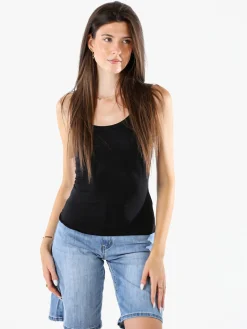 Just West Top girocollo da donna a spalla stretta - nero