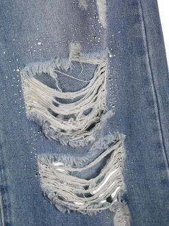 J Y Jeans baggy da bambina con strappi e strass - jeans