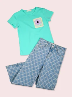 J Y Jeans da bambina geometrici a gamba dritta - jeans