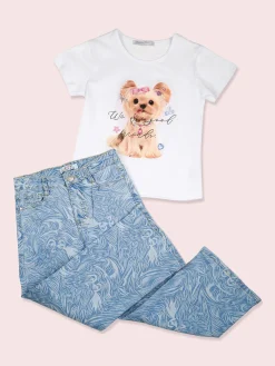 J Y Jeans da ragazza a gamba dritta con stampe - jeans