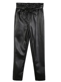 J Y Pantaloni da bambina in ecopelle con cintura