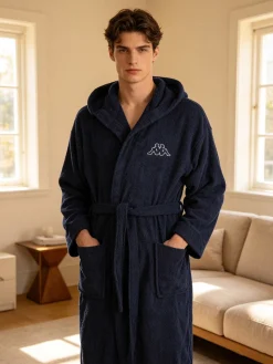 Kappa Accappatoio unisex in spugna con cappuccio - blu scuro