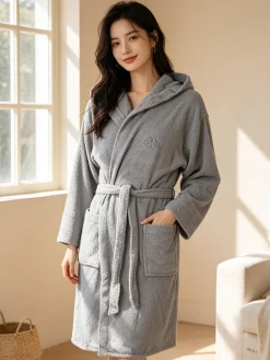 Kappa Accappatoio unisex in spugna con cappuccio - grigio