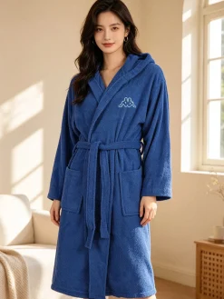 Kappa Accappatoio unisex in spugna con cappuccio - blu