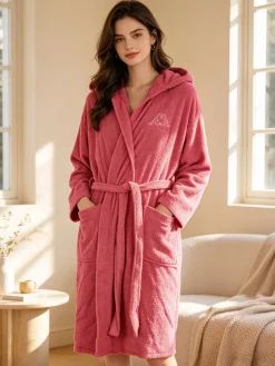 Kappa Accappatoio unisex in spugna con cappuccio - fucsia