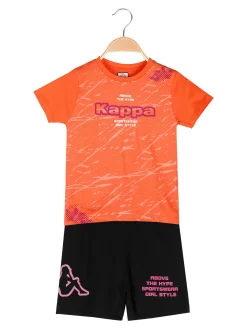 Kappa Completo corto da bambina in cotone con t-shirt e shorts - arancione