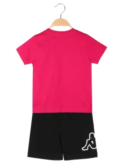 Kappa Completo corto da bambina in cotone con t-shirt e shorts - fucsia