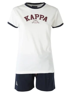 Kappa Completo corto da donna in cotone con logo - bianco