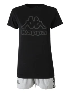 Kappa Completo corto da donna in cotone con logo - nero