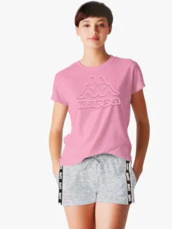 Kappa Completo corto da donna in cotone con logo - rosa