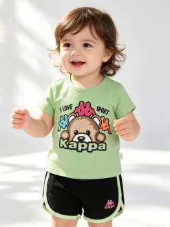 Kappa Completo corto da neonata 2 pezzi con t-shirt e shorts - turchese