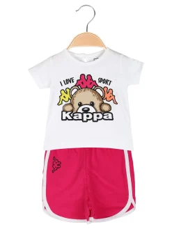 Kappa Completo corto da neonata 2 pezzi con t-shirt e shorts - bianco