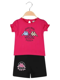 Kappa Completo corto da neonata 2 pezzi con t-shirt e shorts - fucsia