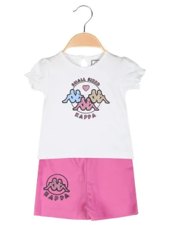 Kappa Completo corto da neonata 2 pezzi con t-shirt e shorts - bianco
