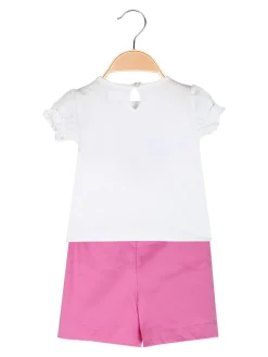 Kappa Completo corto da neonata 2 pezzi con t-shirt e shorts - bianco
