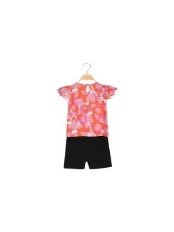 Kappa Completo corto da neonata 2 pezzi in cotone con maniche a volant e shorts - arancione