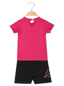 Kappa Completo corto da neonata in cotone con t-shirt orsacchiotto e shorts - fucsia