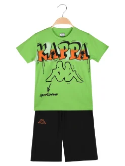 Kappa Completo corto da ragazzo in cotone con t-shirt e bermuda - mela