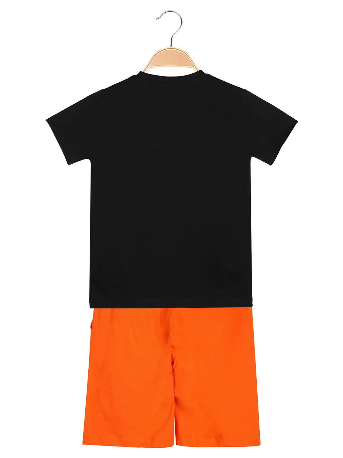 Kappa Completo corto da ragazzo in cotone con t-shirt e bermuda - nero