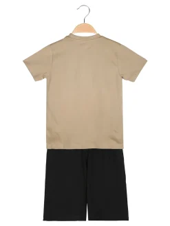 Kappa Completo corto da ragazzo in cotone con t-shirt e bermuda - sabbia